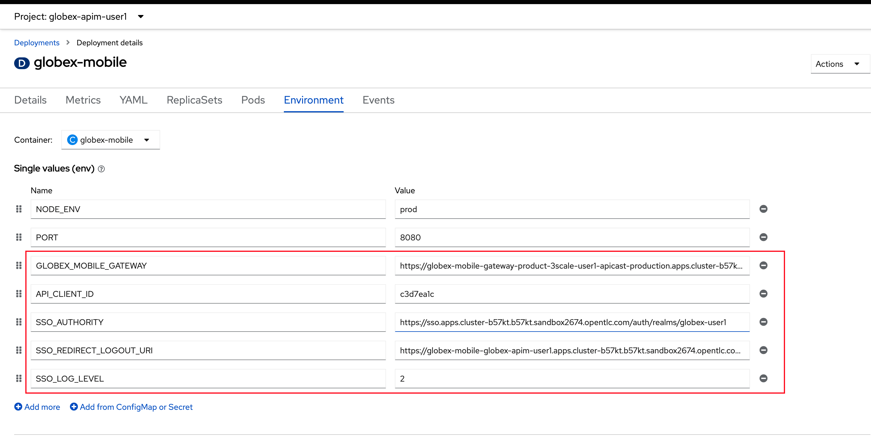 apim globex mobile deployment