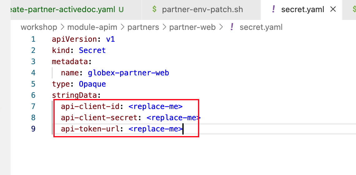 partner secret yaml