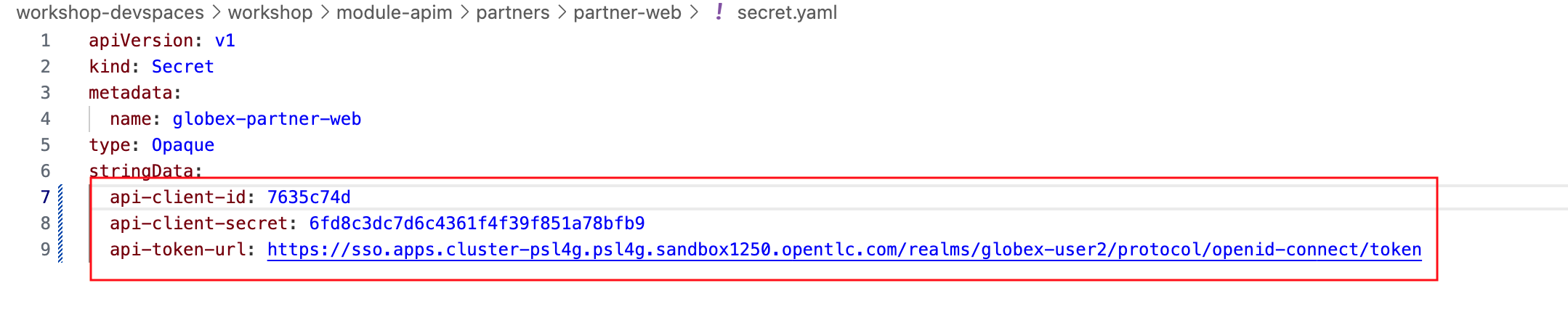 partner secret yaml updated