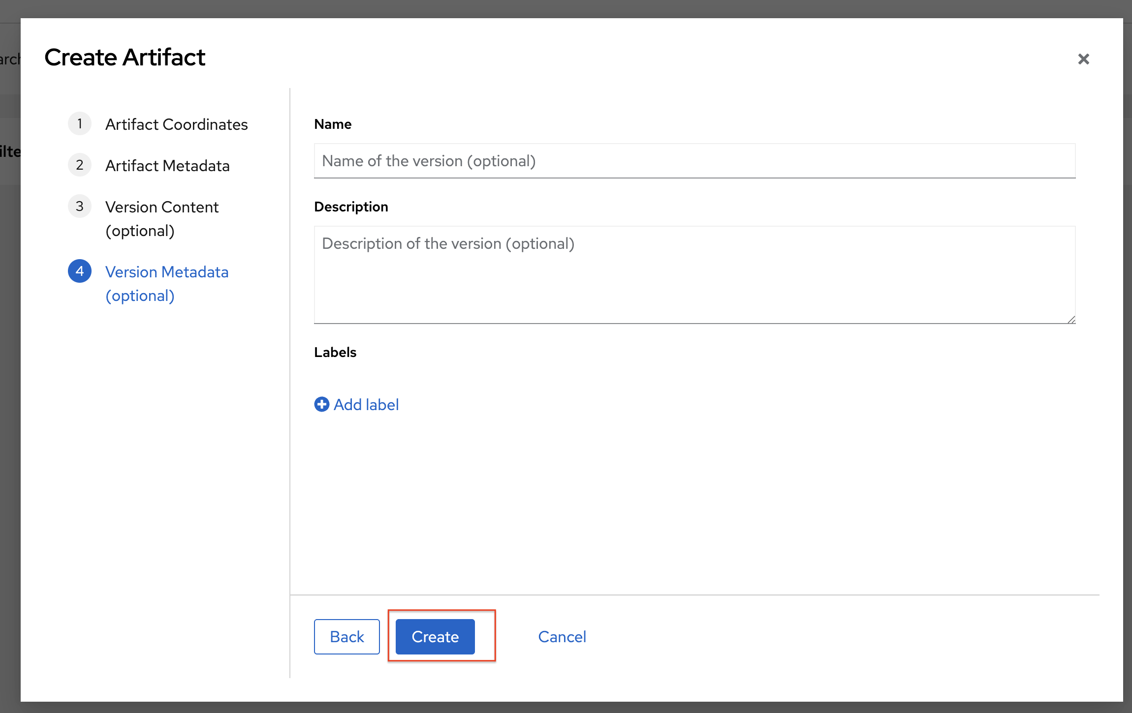 sr create versionmetadata
