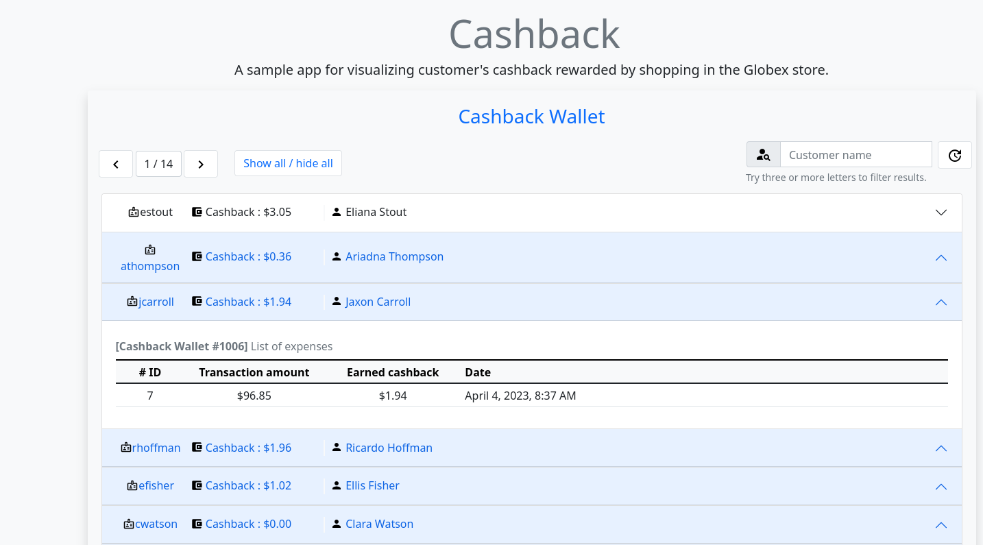 cashback service ui 2