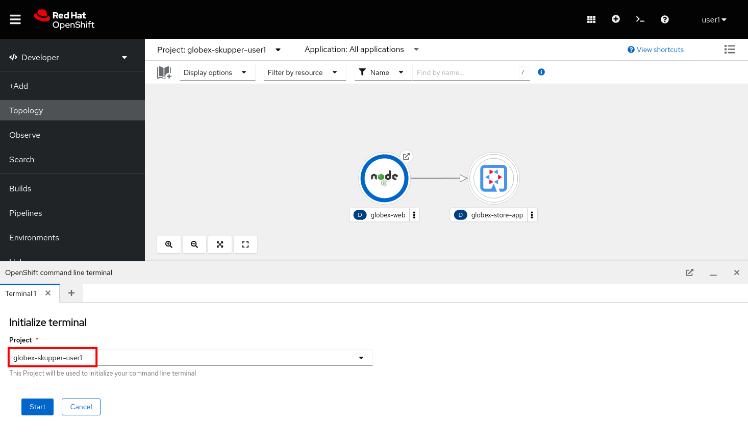 openshift command line terminal